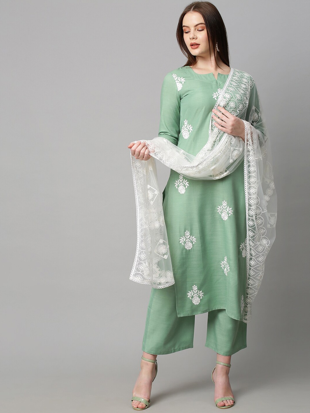 KALINI Women Green Ethnic Motifs Embroidered Thread Work Kurta with Palazzos & With Dupatta
KALINI Women Green Ethnic Motifs Embroidered Thread Work Kurta with Palazzos & With Dupatta