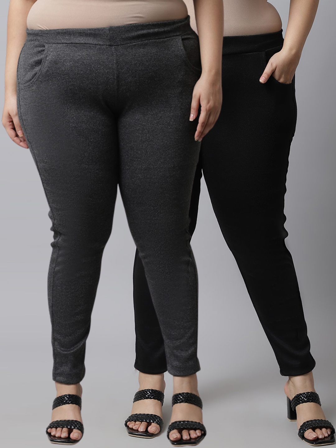 TAG 7 PLUS Women Plus Size Pack of 2 Grey & Black Solid Ankle-Length Woolen Leggings
TAG 7 PLUS Women Plus Size Pack of 2 Grey & Black Solid Ankle-Length Woolen Leggings