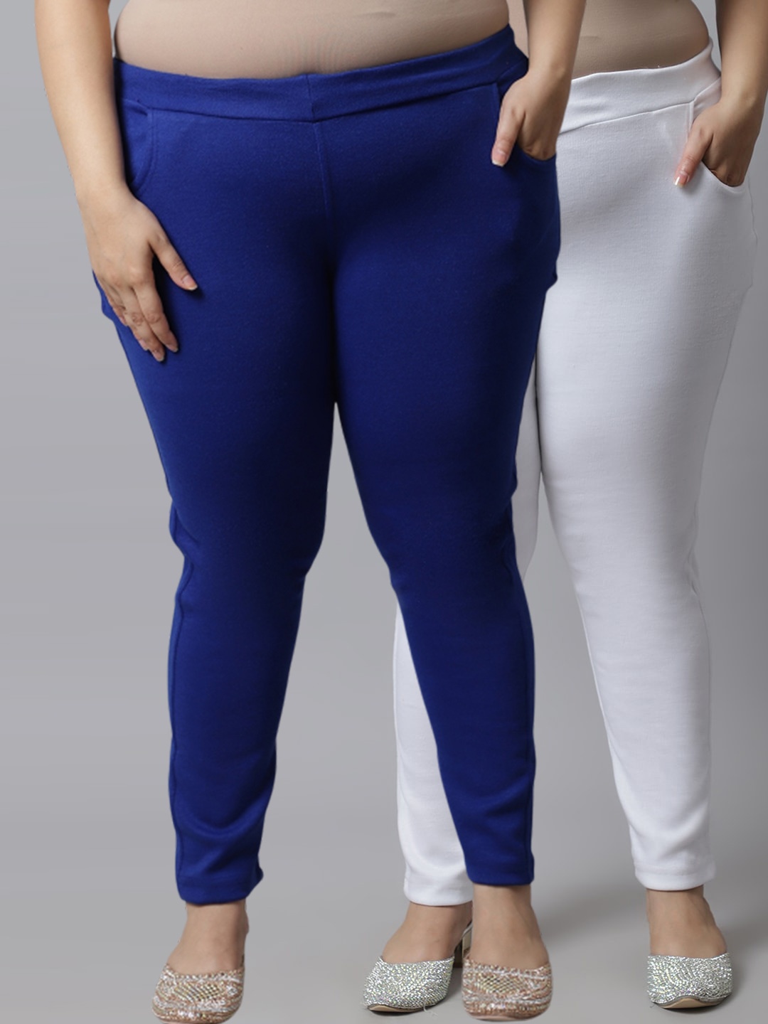 TAG 7 PLUS Plus Size Women Pack of 2 White & Blue Solid Ankle-Length Woolen Leggings
TAG 7 PLUS Plus Size Women Pack of 2 White & Blue Solid Ankle-Length Woolen Leggings