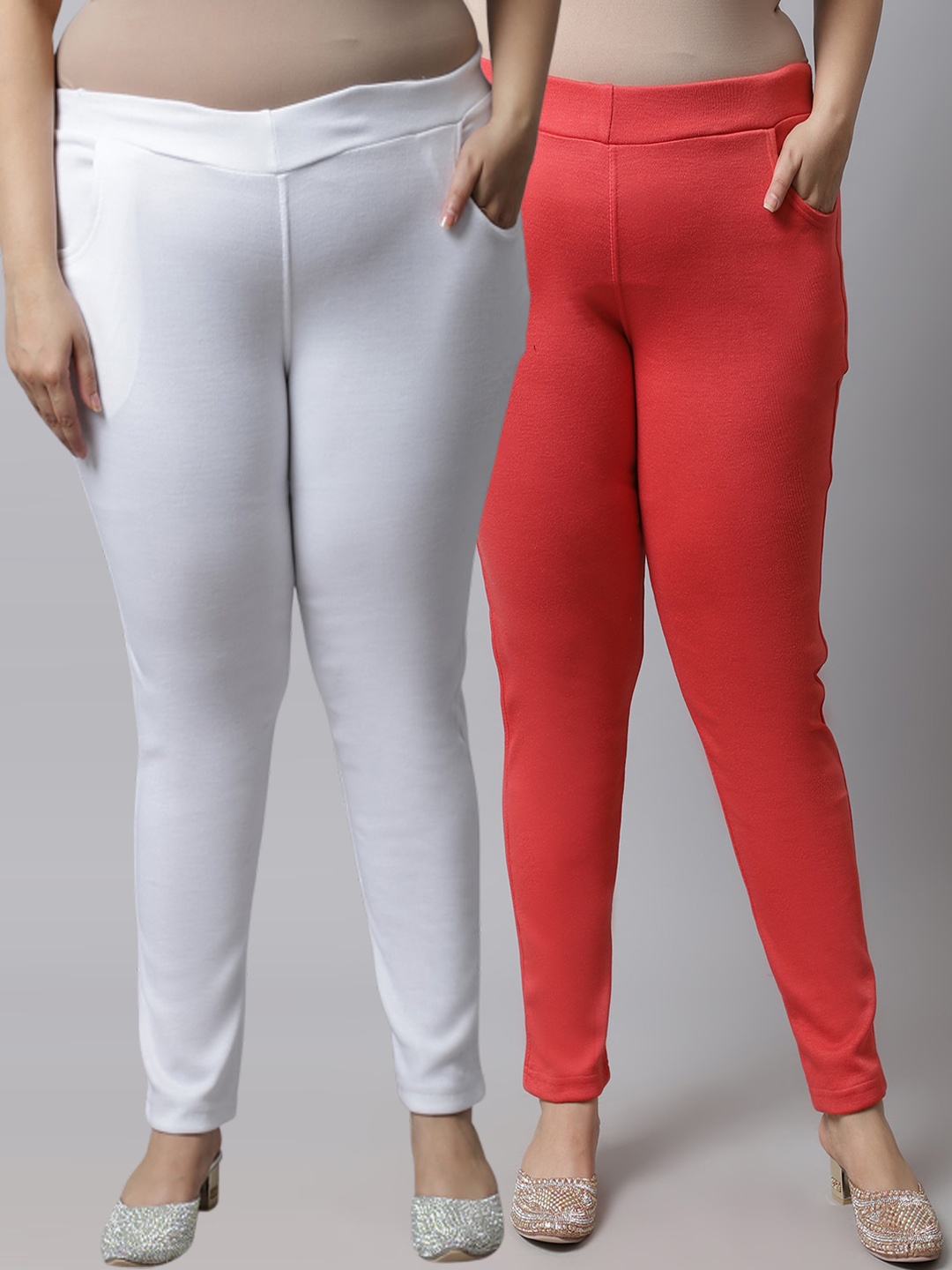 TAG 7 PLUS Women Plus Size Pack of 2 Peach & White Solid Ankle-Length Woolen Leggings
TAG 7 PLUS Women Plus Size Pack of 2 Peach & White Solid Ankle-Length Woolen Leggings
