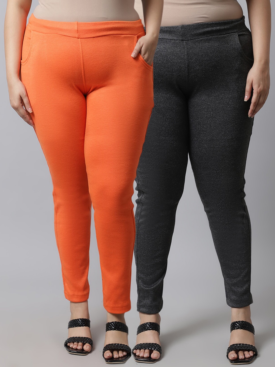 TAG 7 PLUS Women Plus Size Pack of 2 Solid Ankle-Length Woolen Leggings, Grey
TAG 7 PLUS Women Plus Size Pack of 2 Solid Ankle-Length Woolen Leggings, Grey