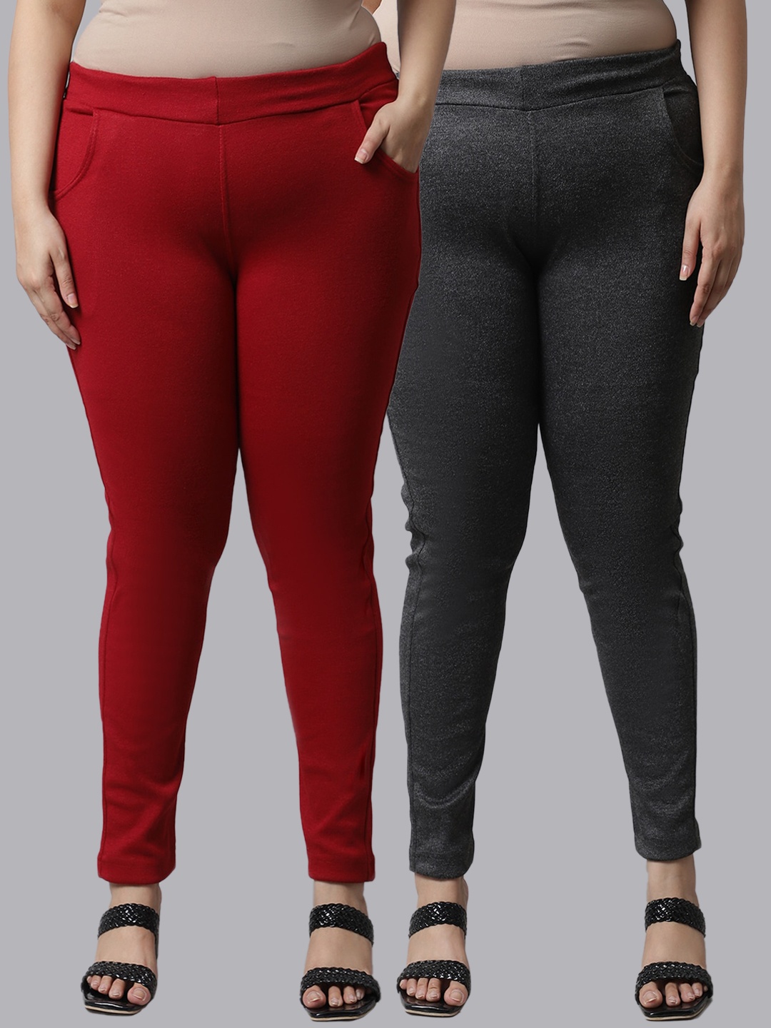 TAG 7 PLUS Women Plus Size Pack of 2 Grey & Maroon Solid Ankle-Length Woolen Leggings
TAG 7 PLUS Women Plus Size Pack of 2 Grey & Maroon Solid Ankle-Length Woolen Leggings