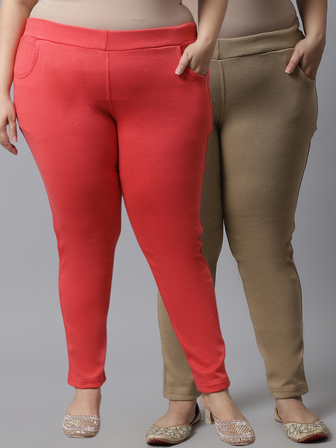 TAG 7 PLUS Plus Size Women Pack of 2 Beige & Peach-Coloured Solid Ankle-Length Leggings
TAG 7 PLUS Plus Size Women Pack of 2 Beige & Peach-Coloured Solid Ankle-Length Leggings
