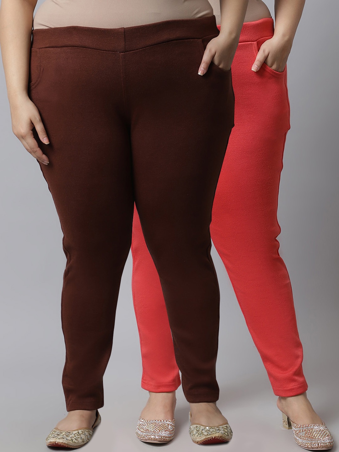 TAG 7 PLUS Women Plus Size Pack Of 2 Brown & Orange Ankle Length Solid Leggings
TAG 7 PLUS Women Plus Size Pack Of 2 Brown & Orange Ankle Length Solid Leggings