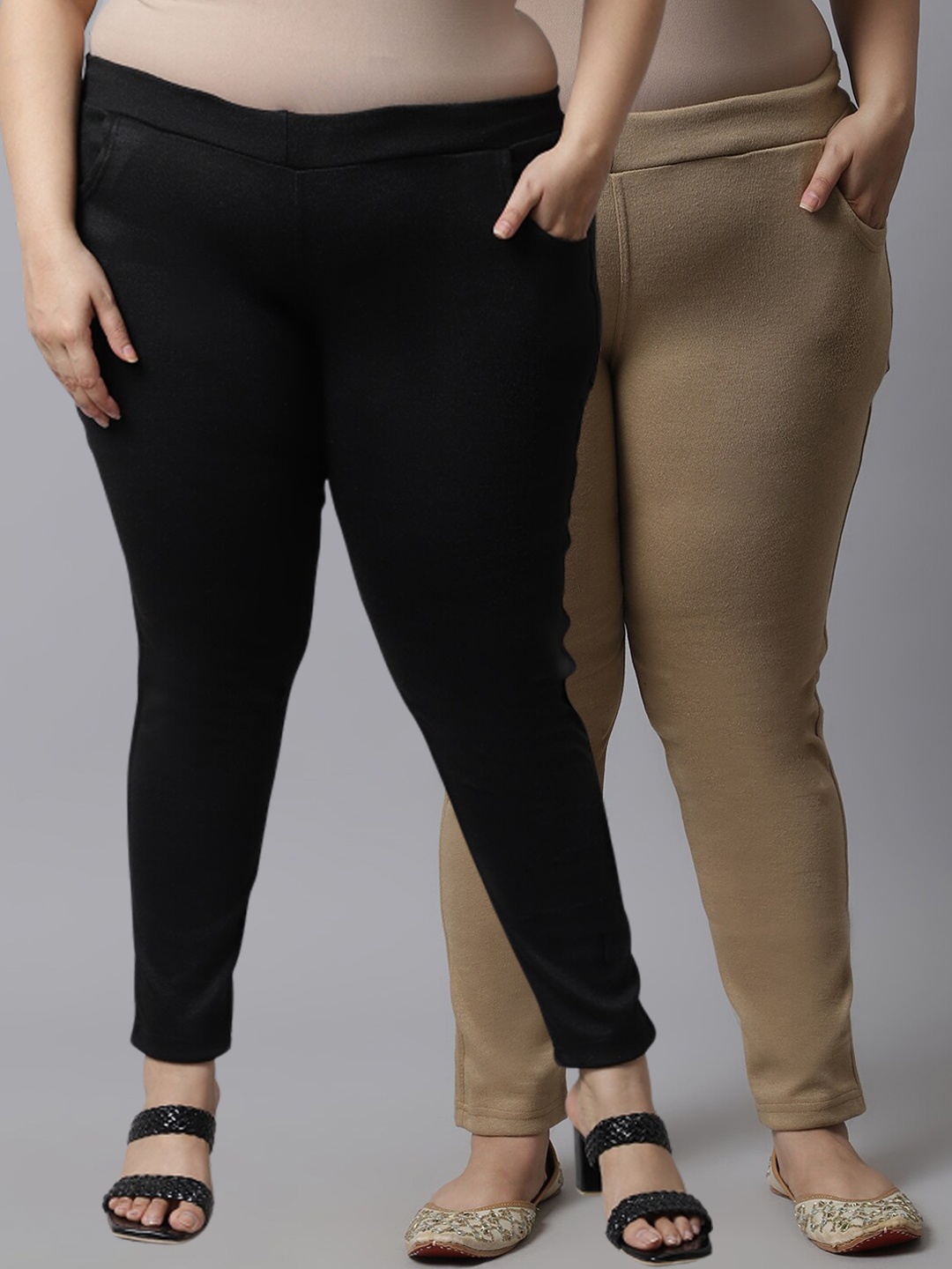 TAG 7 PLUS Plus Size Women Pack of 2 Beige & Black Solid Ankle-Length Leggings
TAG 7 PLUS Plus Size Women Pack of 2 Beige & Black Solid Ankle-Length Leggings