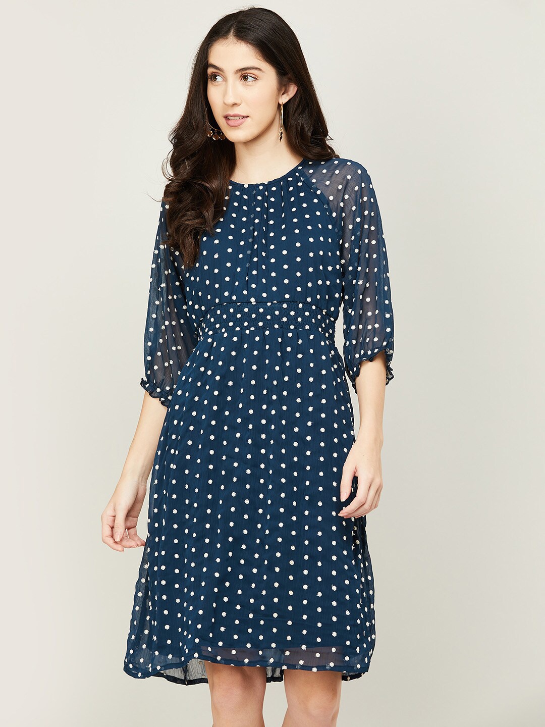 CODE by Lifestyle Teal Polka Dot Printed Dress