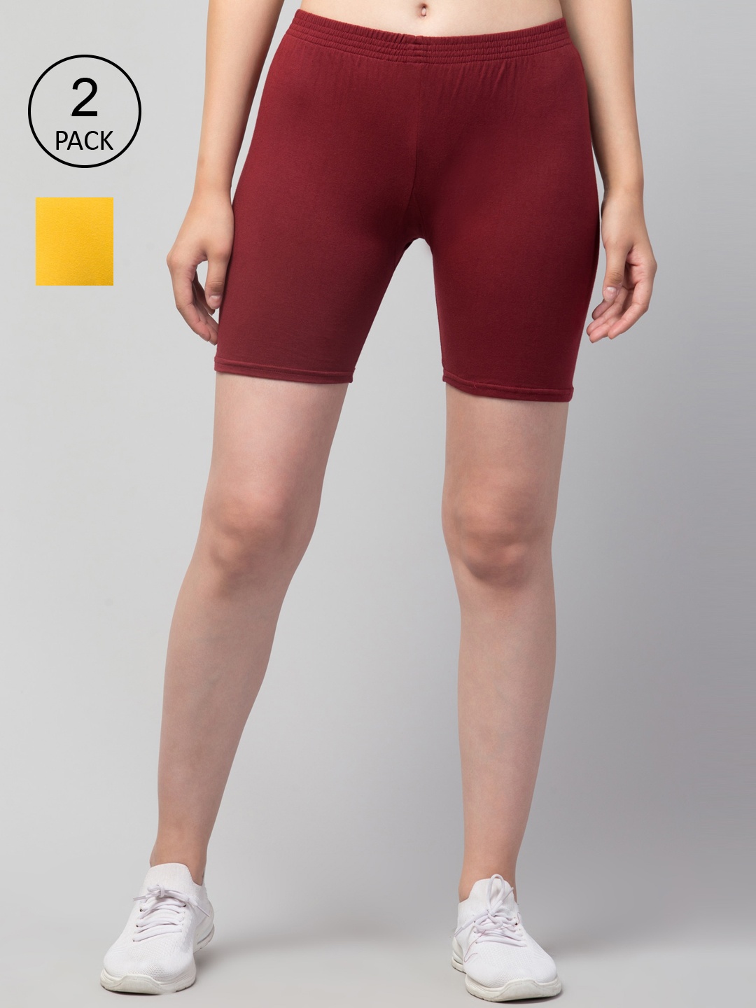Apraa & Parma Women Pack Of 2 Maroon & Yellow Slim Fit Pure Cotton Cycling Sports Shorts
Apraa & Parma Women Pack Of 2 Maroon & Yellow Slim Fit Pure Cotton Cycling Sports Shorts