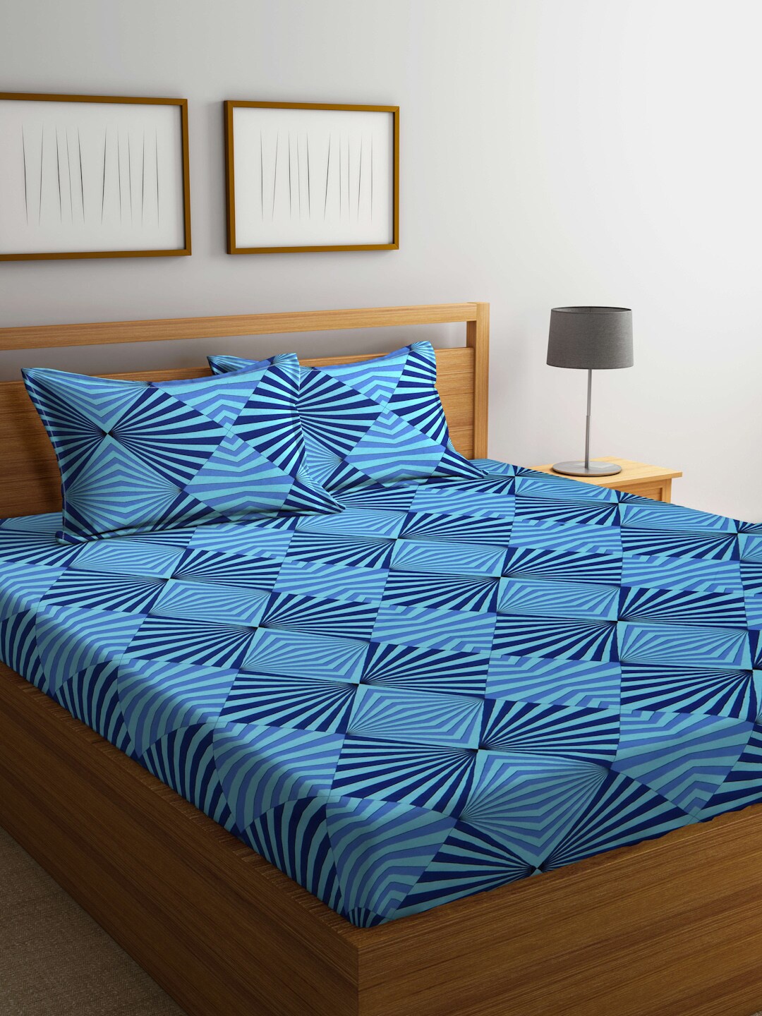 BOMBAY DYEING Blue & Navy Blue Geometric 120 TC Queen Bedsheet with 2 Pillow Covers
BOMBAY DYEING Blue & Navy Blue Geometric 120 TC Queen Bedsheet with 2 Pillow Covers