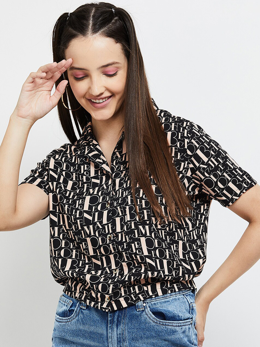 max Women Black Typography Printed Casual Shirt
max Women Black Typography Printed Casual Shirt