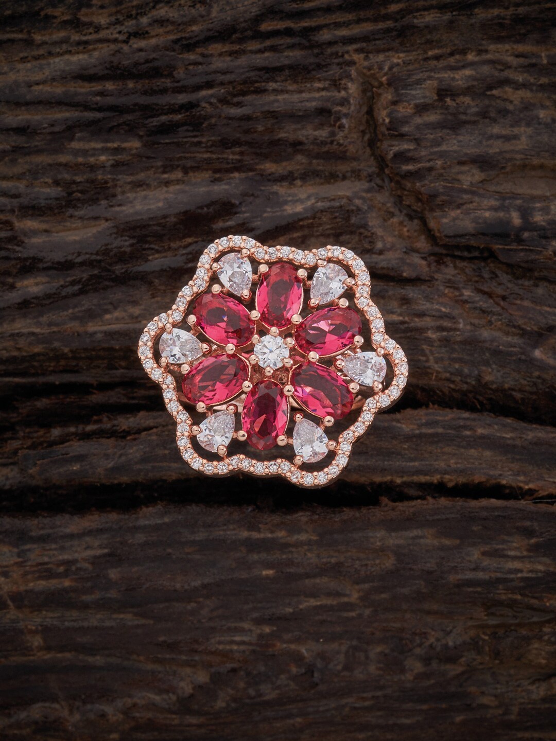 Kushal's Fashion Jewellery Rose Gold-Plated Pink & White CZ-Studded Adjustable Finger Ring
Kushal's Fashion Jewellery Rose Gold-Plated Pink & White CZ-Studded Adjustable Finger Ring