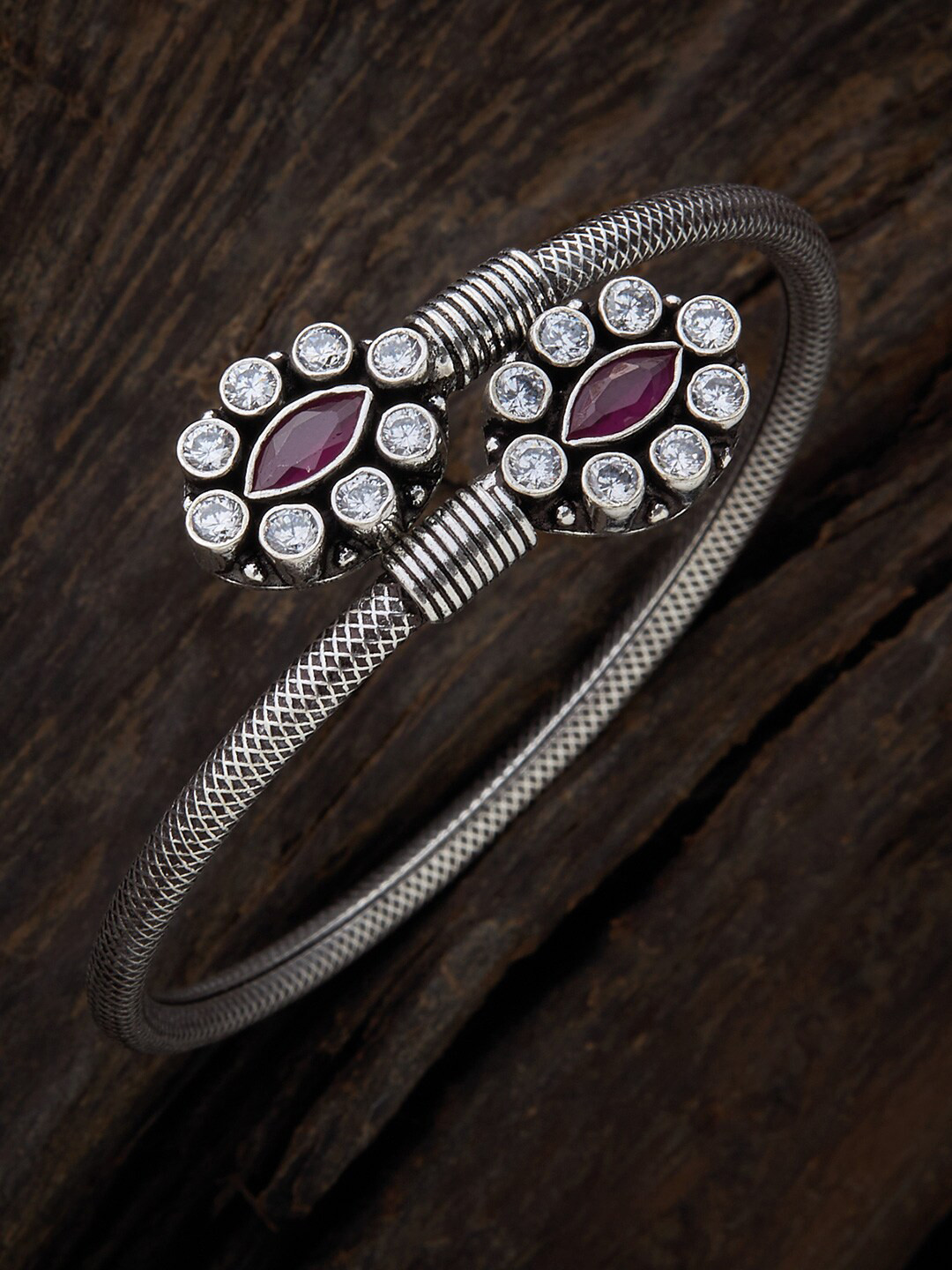 Kushal's Fashion Jewellery Women Silver-Plated & Red Kada Bracelet 
Kushal's Fashion Jewellery Women Silver-Plated & Red Kada Bracelet