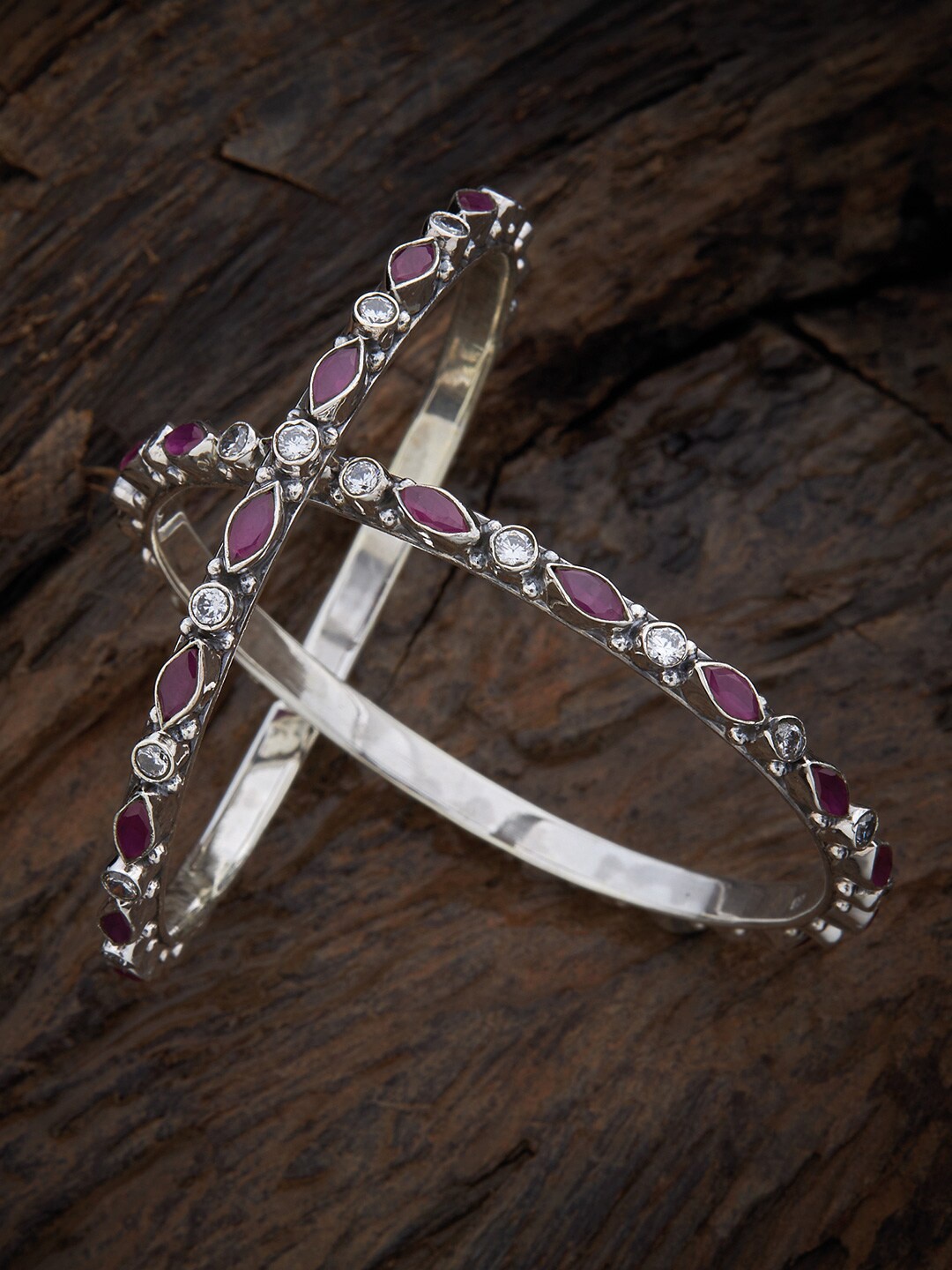 Kushal's Fashion Jewellery Rhodium-Plated Spinal Stone studded Pure Silver Bangles, Red
Kushal's Fashion Jewellery Rhodium-Plated Spinal Stone studded Pure Silver Bangles, Red