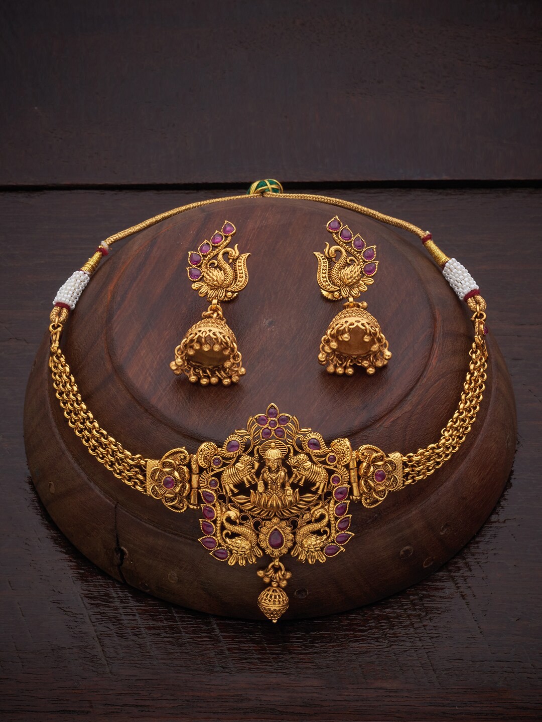 Kushal's Fashion Jewellery Red Artificial Stones & Beads Studded Jewellery Set, Gold
Kushal's Fashion Jewellery Red Artificial Stones & Beads Studded Jewellery Set, Gold