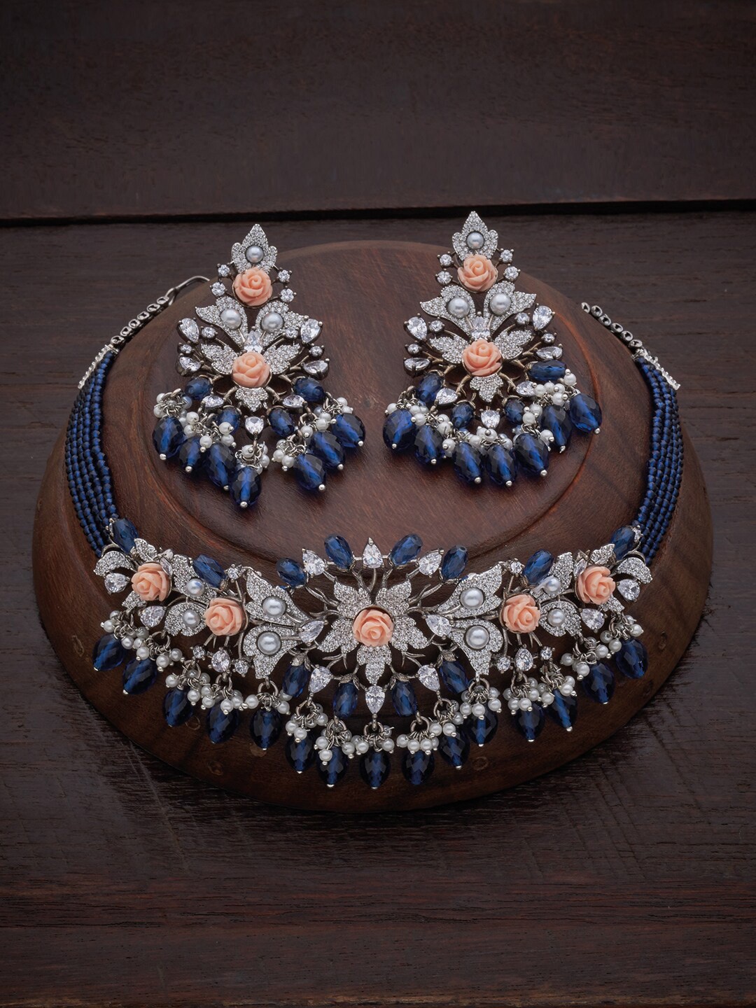 Kushal's Fashion Jewellery Rhodium-Plated Blue Cubic Zirconia & Beaded Jewellery Set
Kushal's Fashion Jewellery Rhodium-Plated Blue Cubic Zirconia & Beaded Jewellery Set
