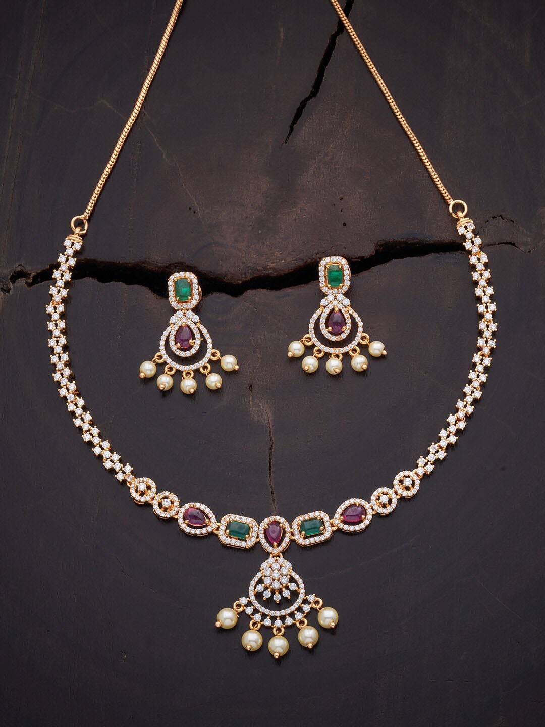 Kushal's Fashion Jewellery Gold-Plated Red & Green CZ-Studded & Beaded Jewellery Set
Kushal's Fashion Jewellery Gold-Plated Red & Green CZ-Studded & Beaded Jewellery Set