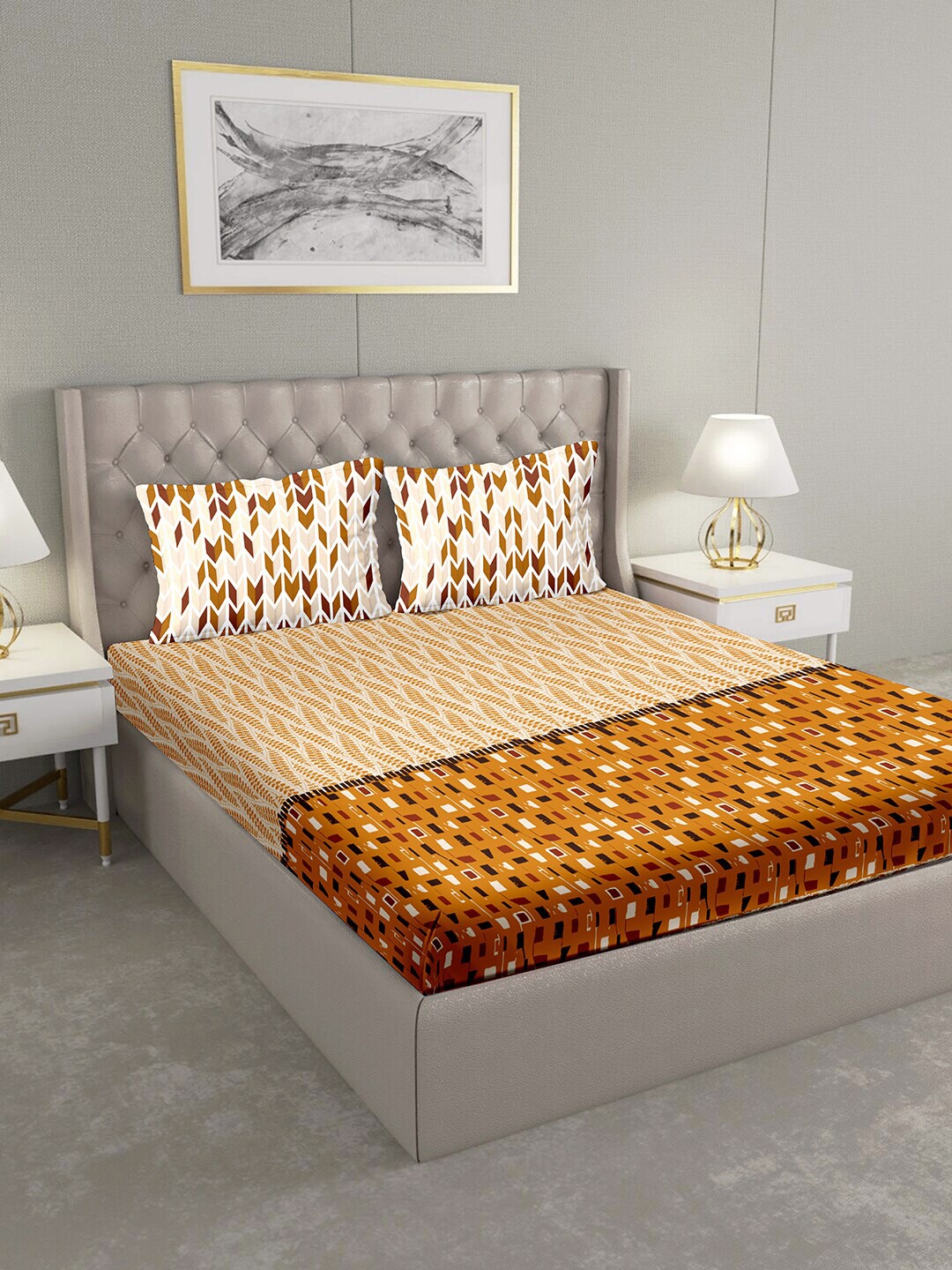 BELLA CASA Yellow & White Pure Cotton Geometric 180 TC King Bedsheet with 2 Pillow Covers
BELLA CASA Yellow & White Pure Cotton Geometric 180 TC King Bedsheet with 2 Pillow Covers