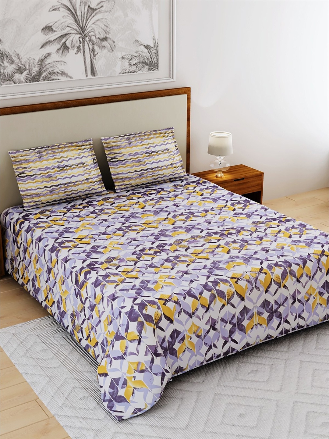 Salona Bichona Purple & Mustard Printed 104 TC Cotton Queen Bedsheet with 2 Pillow Covers
Salona Bichona Purple & Mustard Printed 104 TC Cotton Queen Bedsheet with 2 Pillow Covers