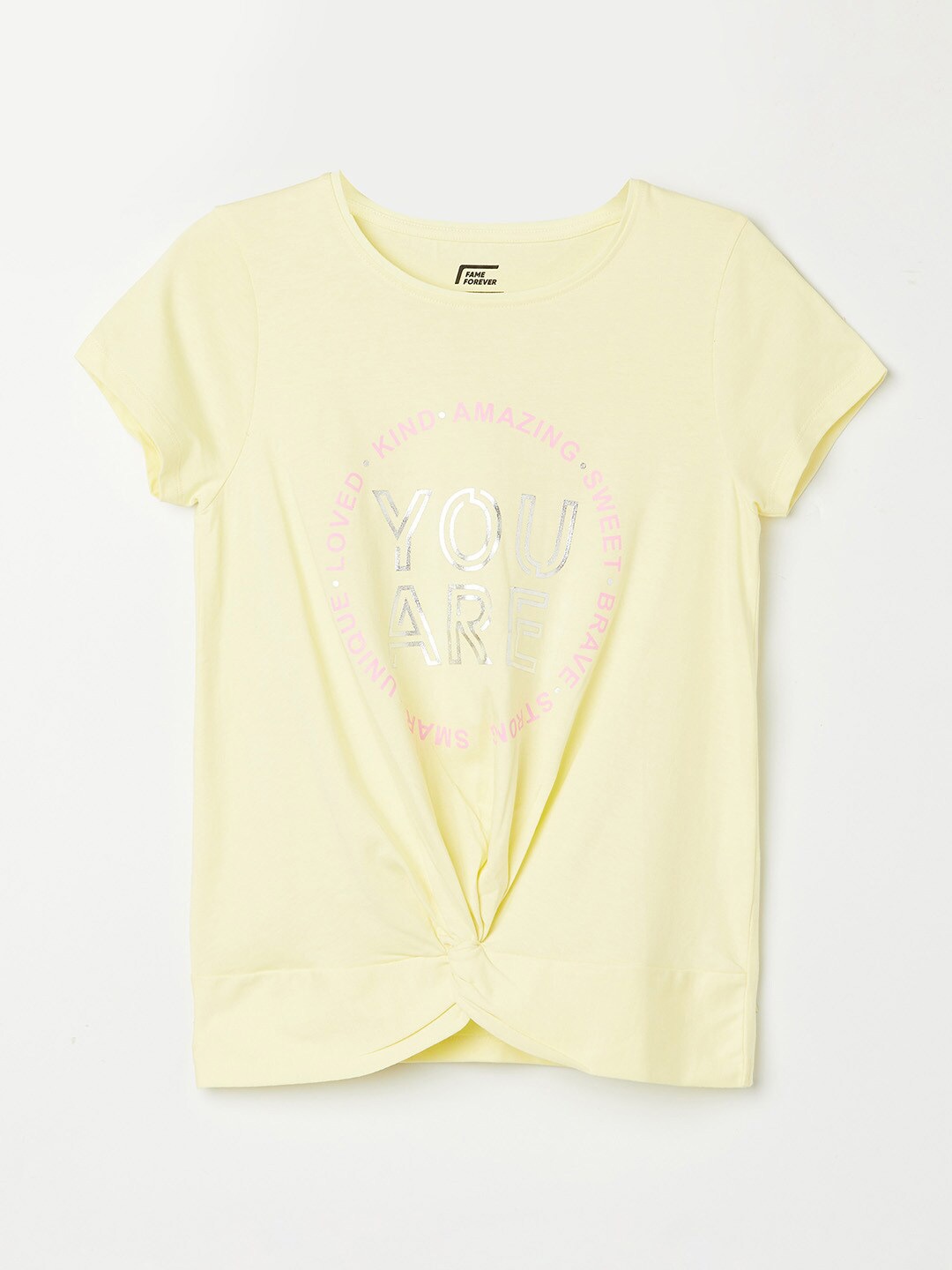 Fame Forever by Lifestyle Girls Yellow Typography Printed Extended Sleeves Cotton T-shirt
Fame Forever by Lifestyle Girls Yellow Typography Printed Extended Sleeves Cotton T-shirt