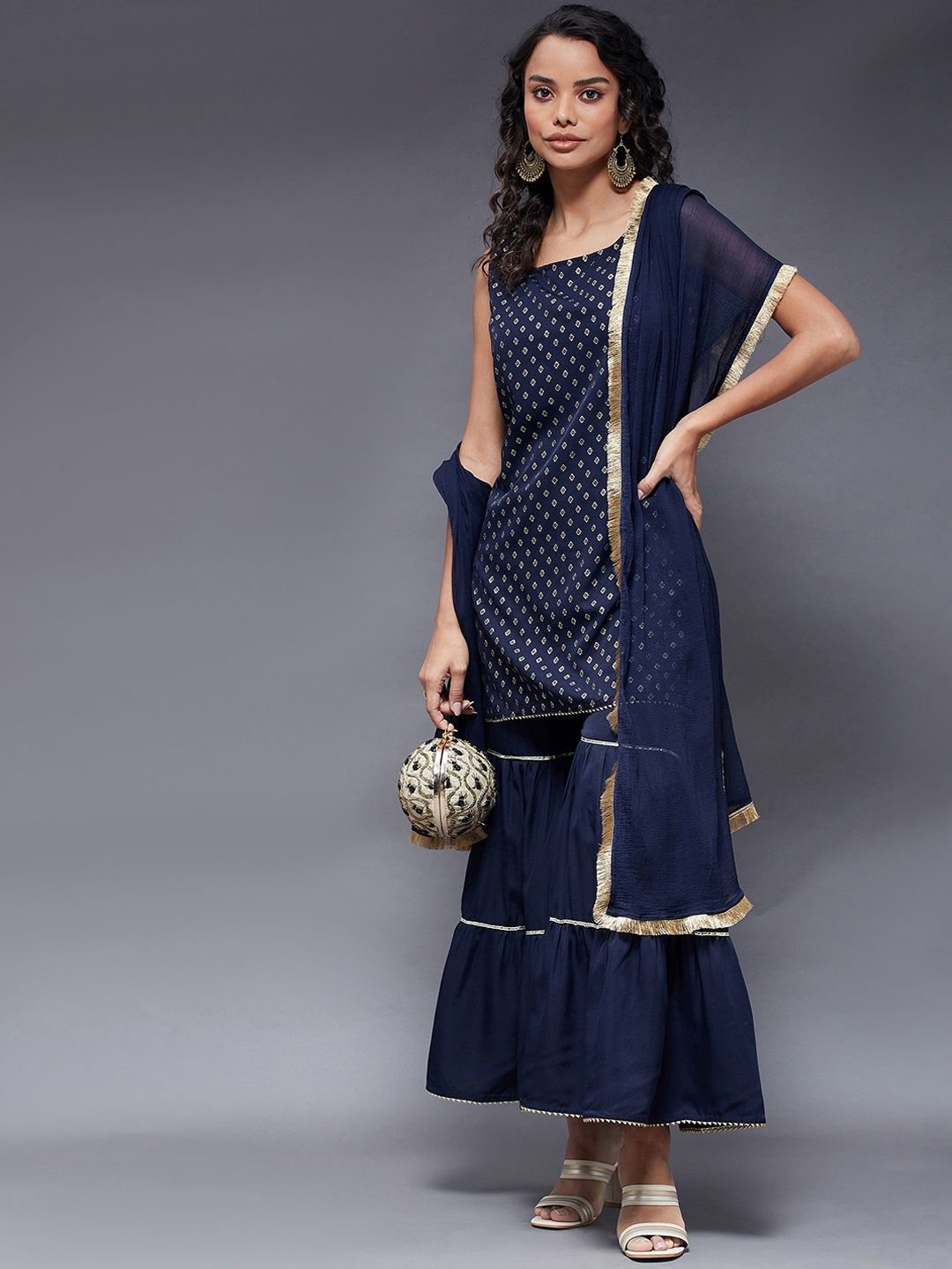 Azira Women Blue Ethnic Motifs Printed Gotta Patti Kurti with Sharara & With Dupatta
Azira Women Blue Ethnic Motifs Printed Gotta Patti Kurti with Sharara & With Dupatta