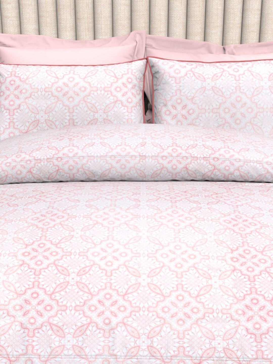 THE WHITE MOSS Peach-Coloured & Off White Ethnic Motifs 210 TC King Bedsheet with 2 Pillow Covers
THE WHITE MOSS Peach-Coloured & Off White Ethnic Motifs 210 TC King Bedsheet with 2 Pillow Covers