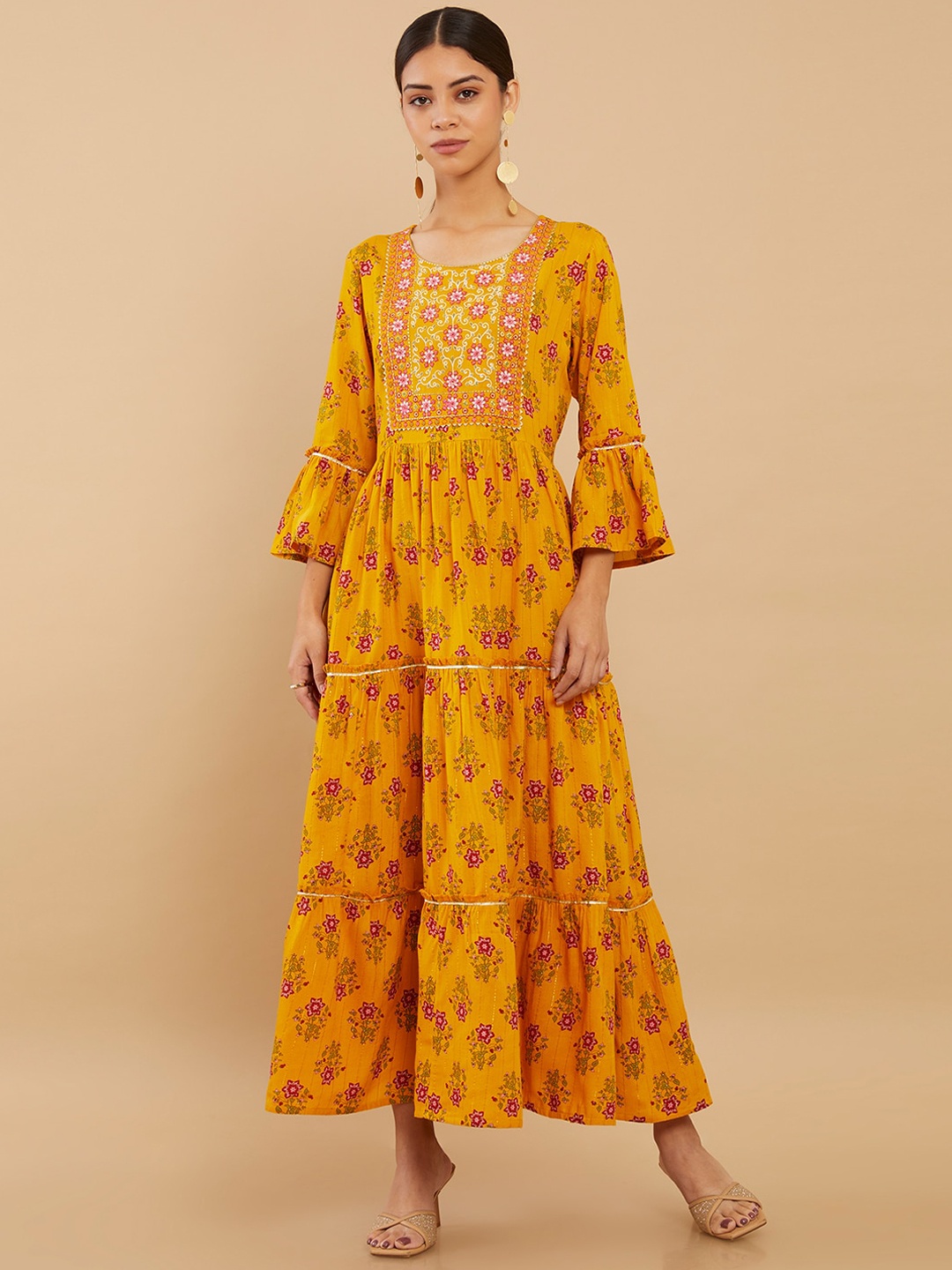 Soch Women Mustard Yellow Floral Printed Bell Sleeves Fit And Flare Ethnic Dress
Soch Women Mustard Yellow Floral Printed Bell Sleeves Fit And Flare Ethnic Dress