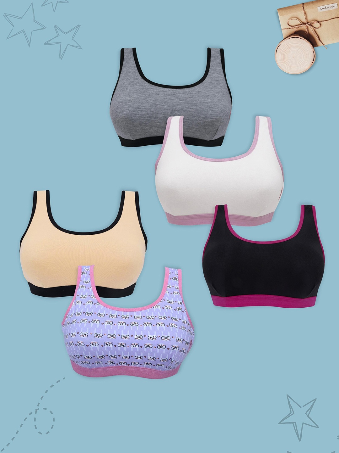 Girls Pack Of 5 Single Layer, Premium Cotton Non-Wired Non Padded Beginners Bra DCBRSE8203/s, Lavender
Girls Pack Of 5 Single Layer, Premium Cotton Non-Wired Non Padded Beginners Bra DCBRSE8203/s, Lavender