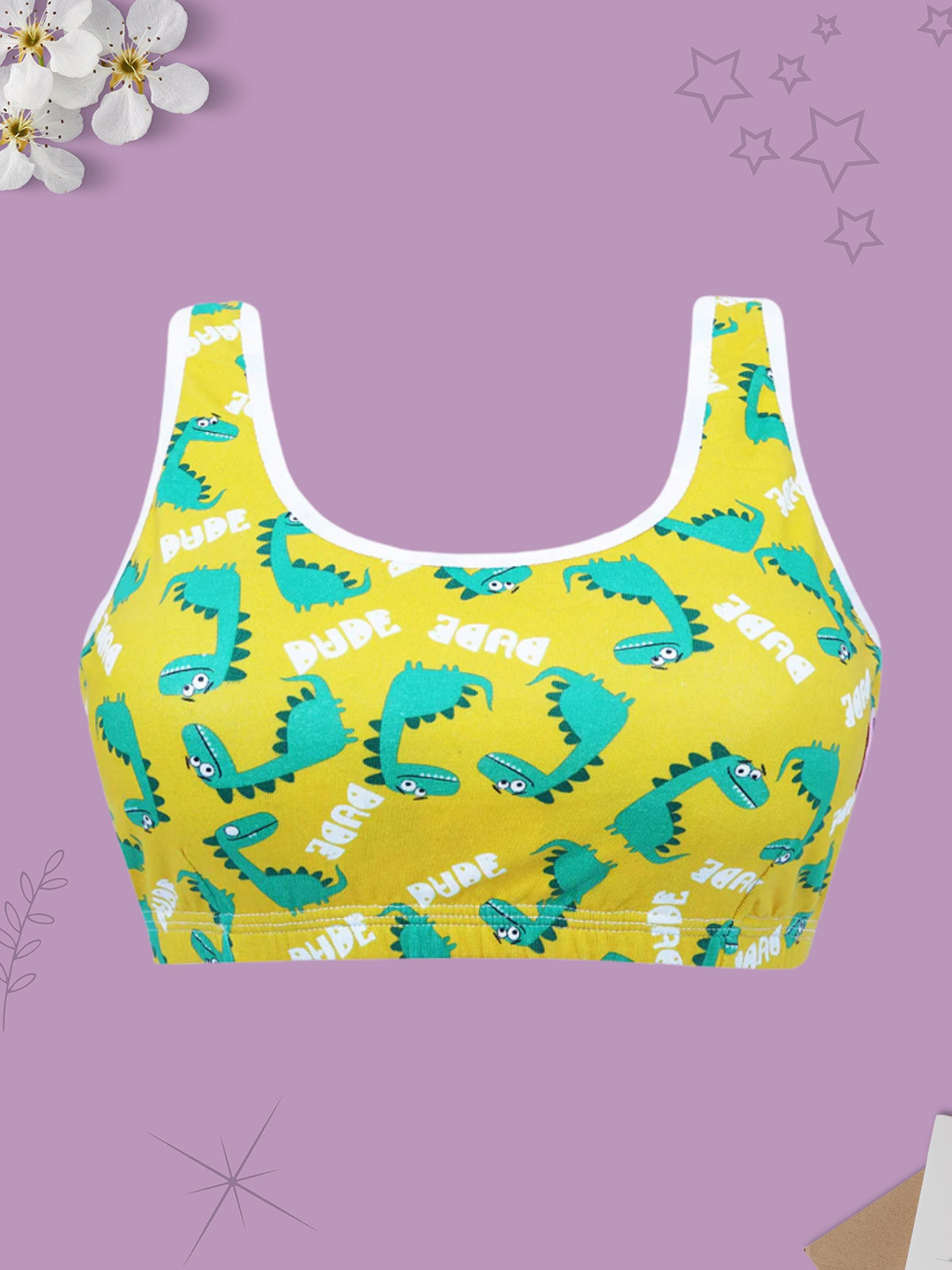 Girls Double Layer Premium Cotton Non-Wired Non Padded Beginners Bra DCBRSE8171/s, Yellow 
Girls Double Layer Premium Cotton Non-Wired Non Padded Beginners Bra DCBRSE8171/s, Yellow