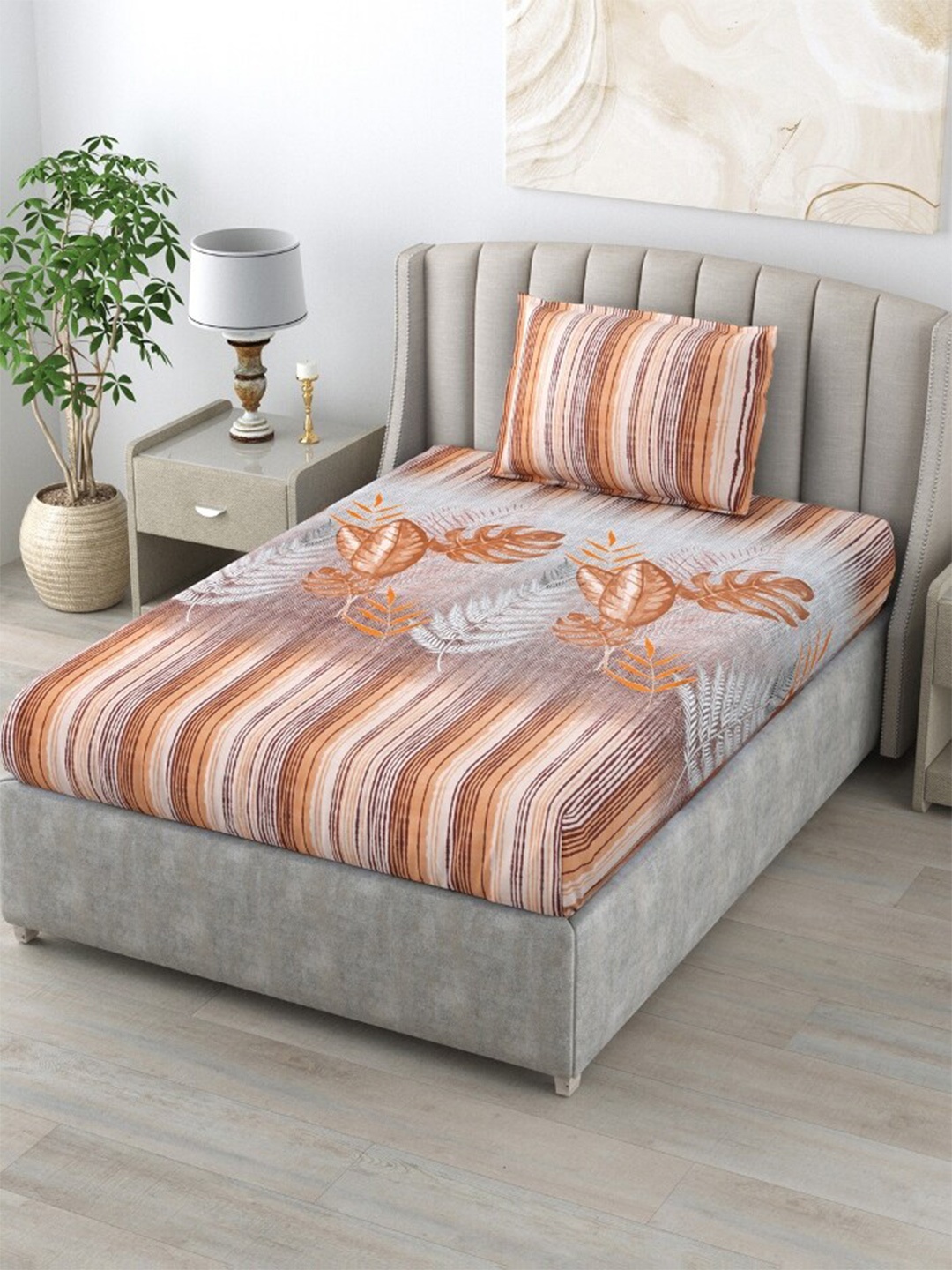 Salona Bichona Brown & Grey Striped 144 TC 100% Cotton Single Bedsheet with 1 Pillow Cover
Salona Bichona Brown & Grey Striped 144 TC 100% Cotton Single Bedsheet with 1 Pillow Cover
