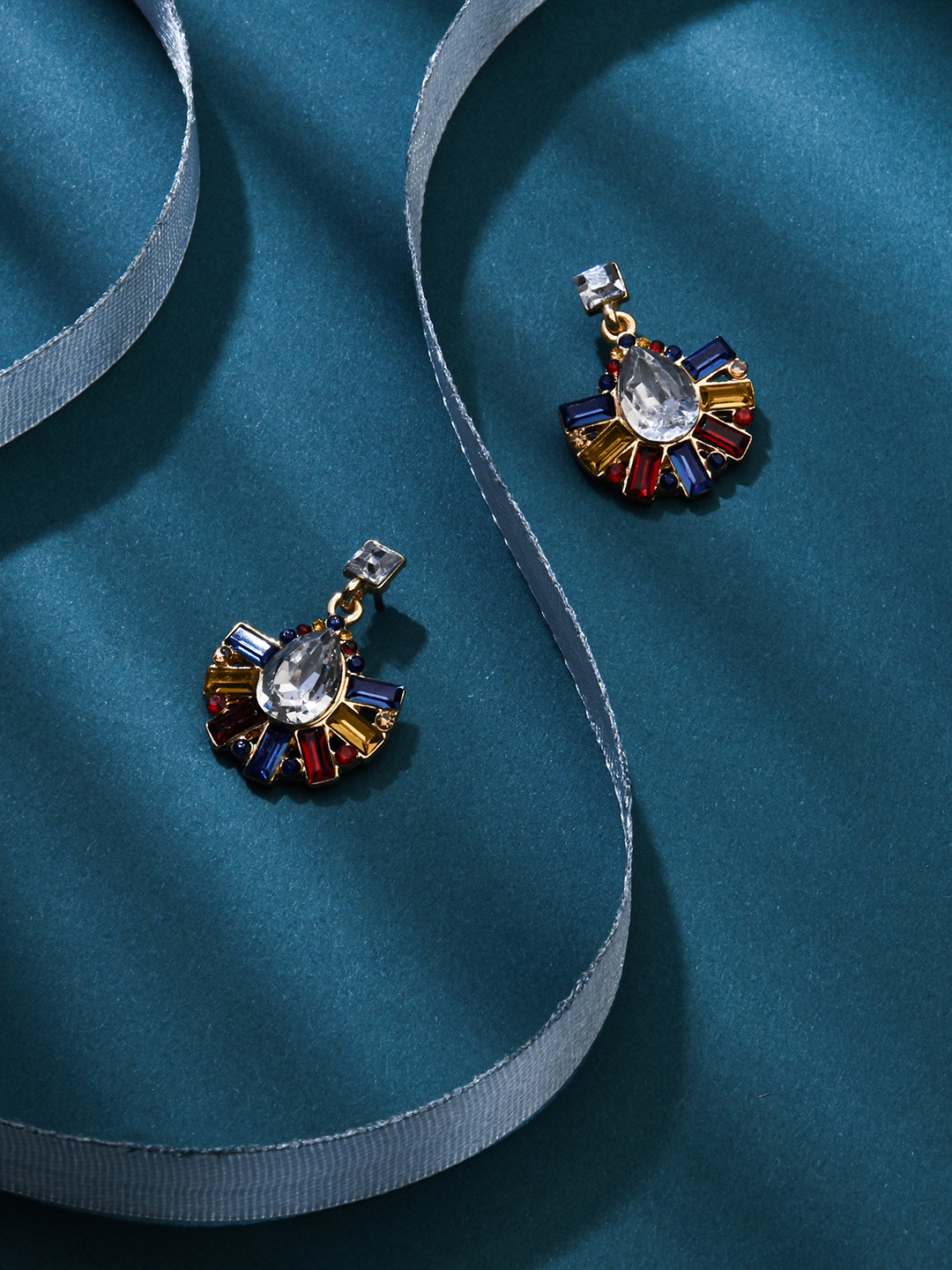 Accessorize Gold-Toned & White Contemporary Drop Earrings