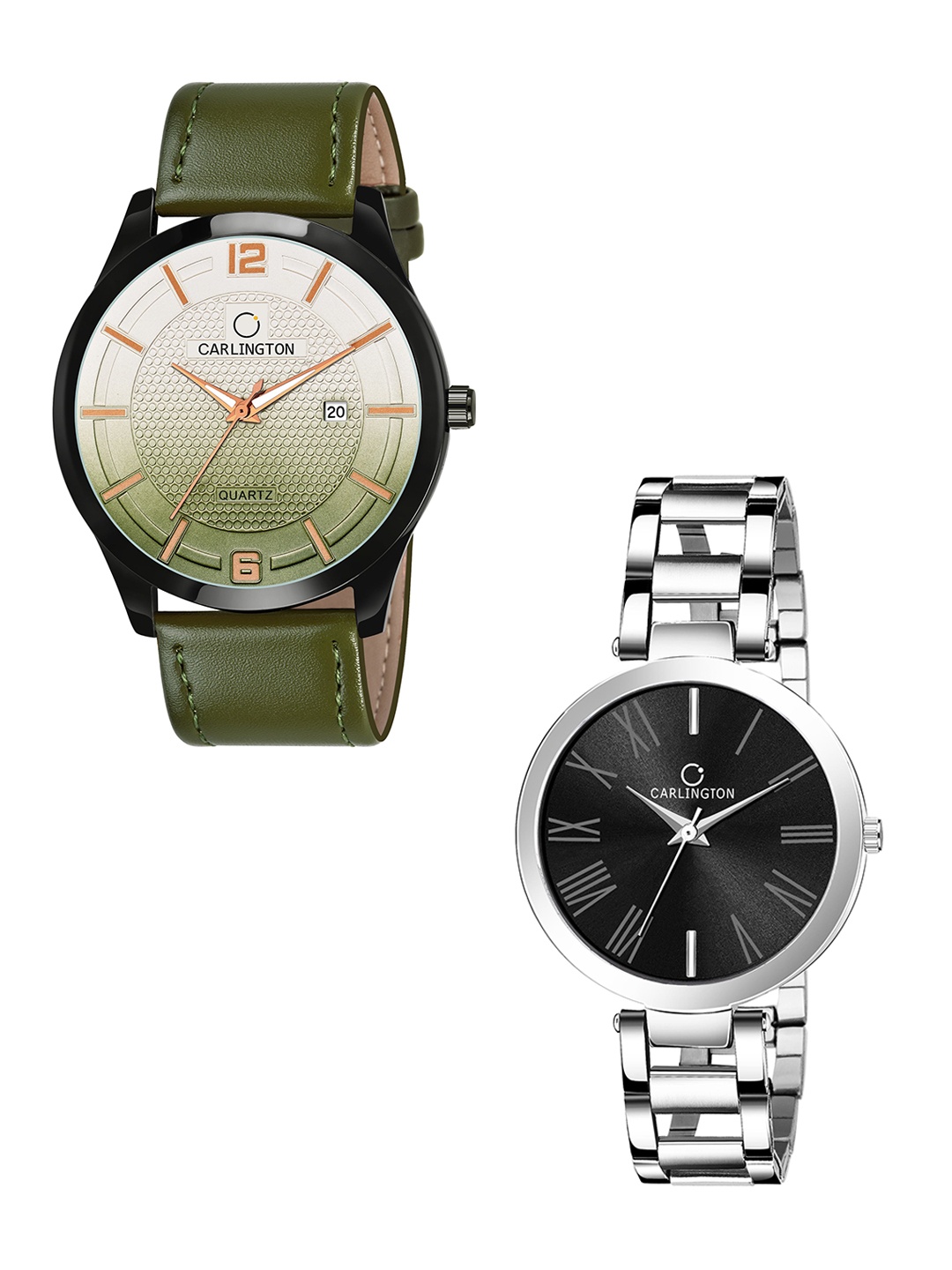 CARLINGTON Unisex Green& Black 2 Dial & Analogue Watch CT1010 Green-112 Couple Watches
CARLINGTON Unisex Green& Black 2 Dial & Analogue Watch CT1010 Green-112 Couple Watches