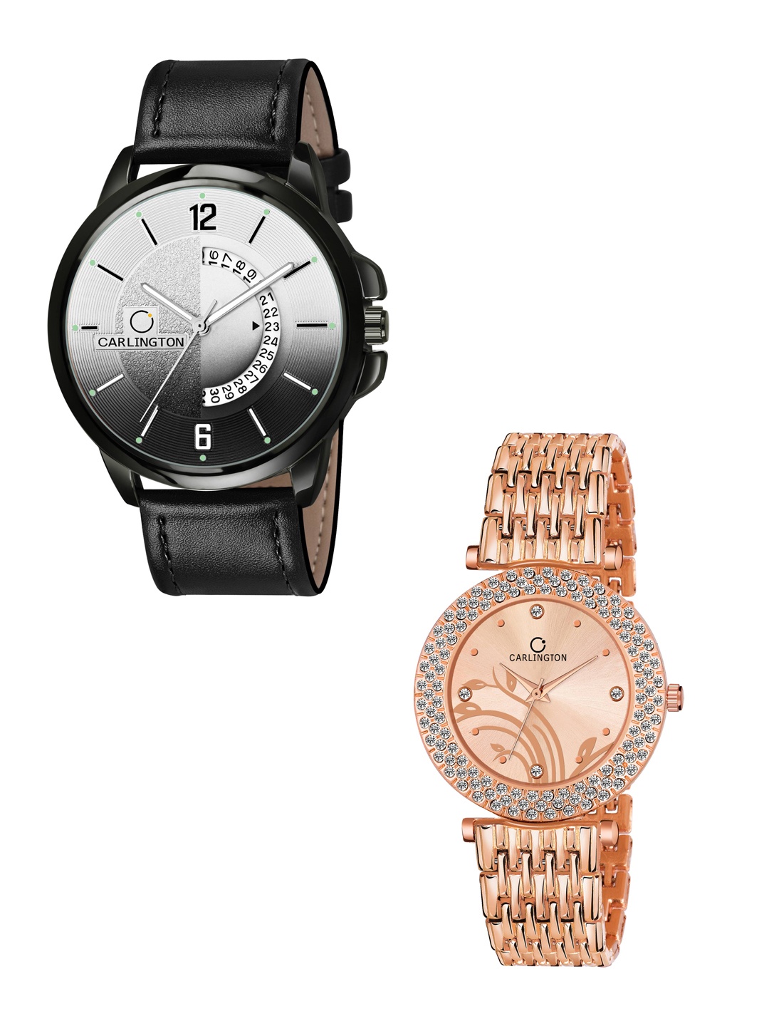CARLINGTON Unisex Rose Gold-Toned Embellished Dial & Rose Gold Toned Leather Straps Analogue Watch, Black
CARLINGTON Unisex Rose Gold-Toned Embellished Dial & Rose Gold Toned Leather Straps Analogue Watch, Black