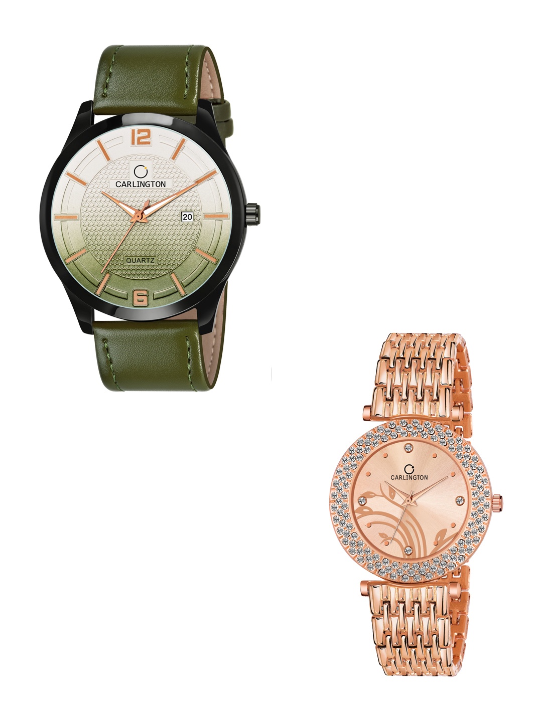CARLINGTON Pack Of 2 Multicoloured Embellished Dial & Leather Straps Analogue Watch, Green
CARLINGTON Pack Of 2 Multicoloured Embellished Dial & Leather Straps Analogue Watch, Green