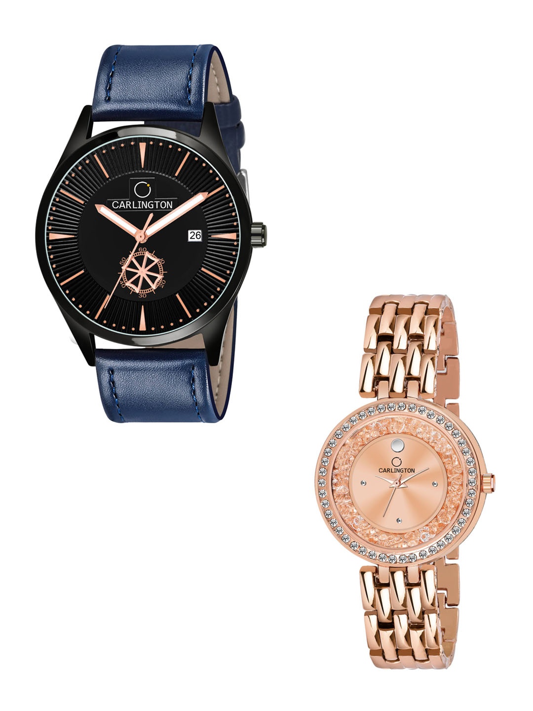 CARLINGTON Pack Of 2 Multicoloured Embellished Dial & Leather Straps Analogue Watch, Multi
CARLINGTON Pack Of 2 Multicoloured Embellished Dial & Leather Straps Analogue Watch, Multi