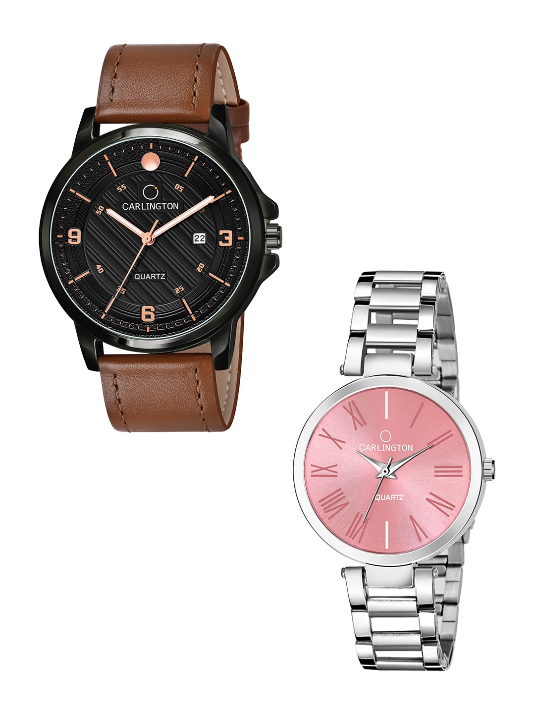 CARLINGTON Pack Of 2 Multicoloured Embellished Dial & Leather Straps Analogue Watch, Multi
CARLINGTON Pack Of 2 Multicoloured Embellished Dial & Leather Straps Analogue Watch, Multi