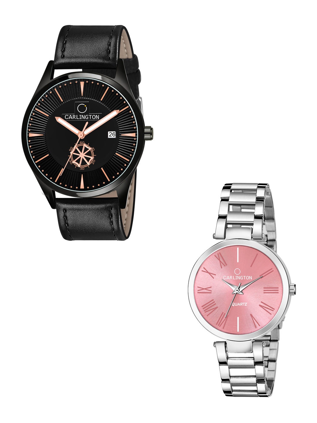 CARLINGTON Pack Of 2 Multicoloured Embellished Dial & Leather Straps Analogue Watch, Multi
CARLINGTON Pack Of 2 Multicoloured Embellished Dial & Leather Straps Analogue Watch, Multi