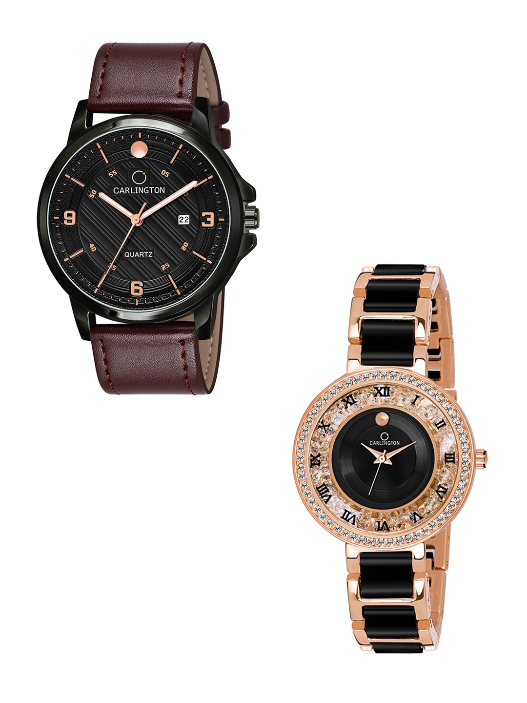 CARLINGTON Unisex Set of 2 Black Embellished Dial & Brown Leather Straps Analogue Watch
CARLINGTON Unisex Set of 2 Black Embellished Dial & Brown Leather Straps Analogue Watch