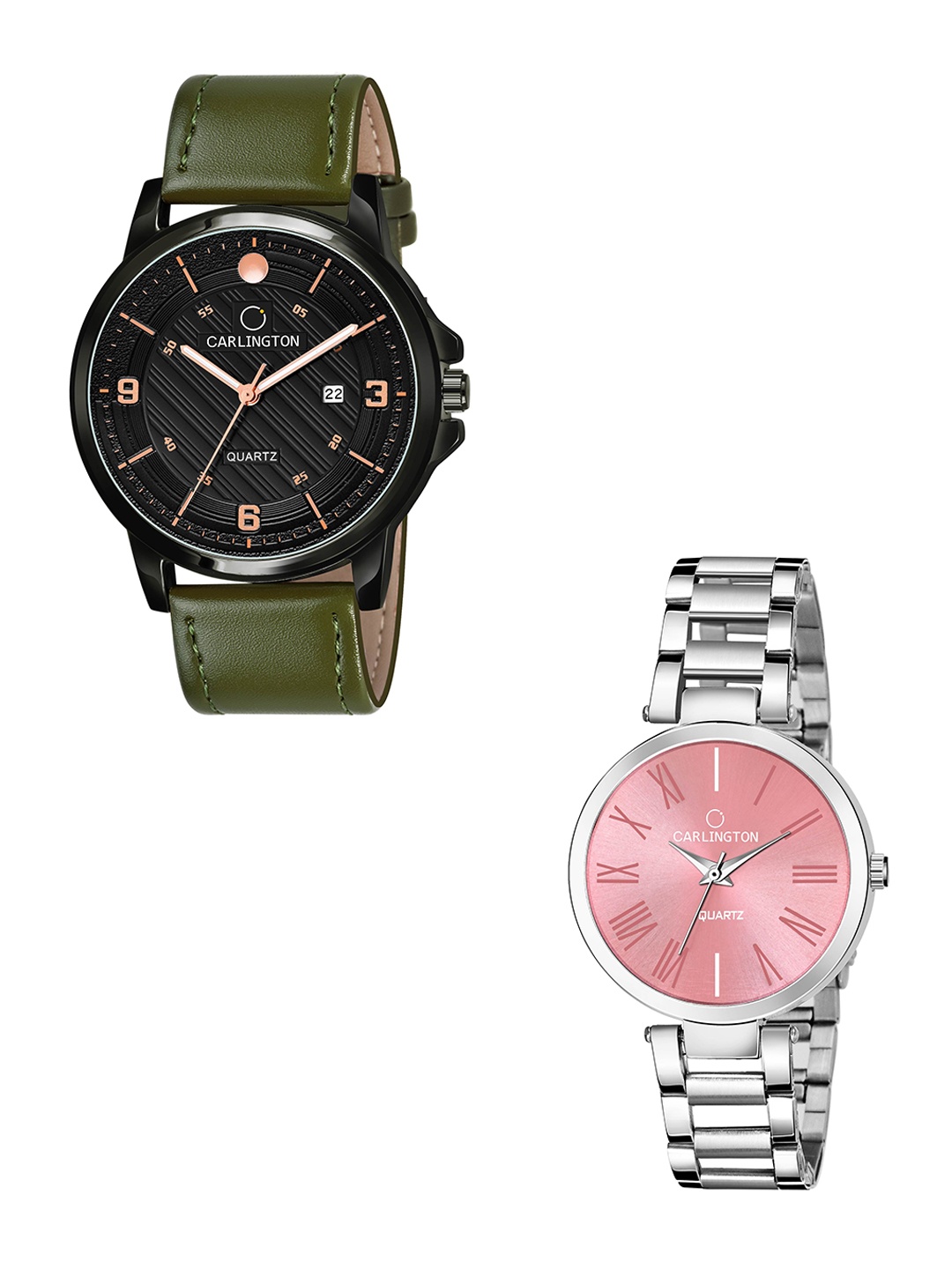 CARLINGTON Unisex Embellished Dial & Leather Straps Analogue His and Her Watches CT1050, Green
CARLINGTON Unisex Embellished Dial & Leather Straps Analogue His and Her Watches CT1050, Green