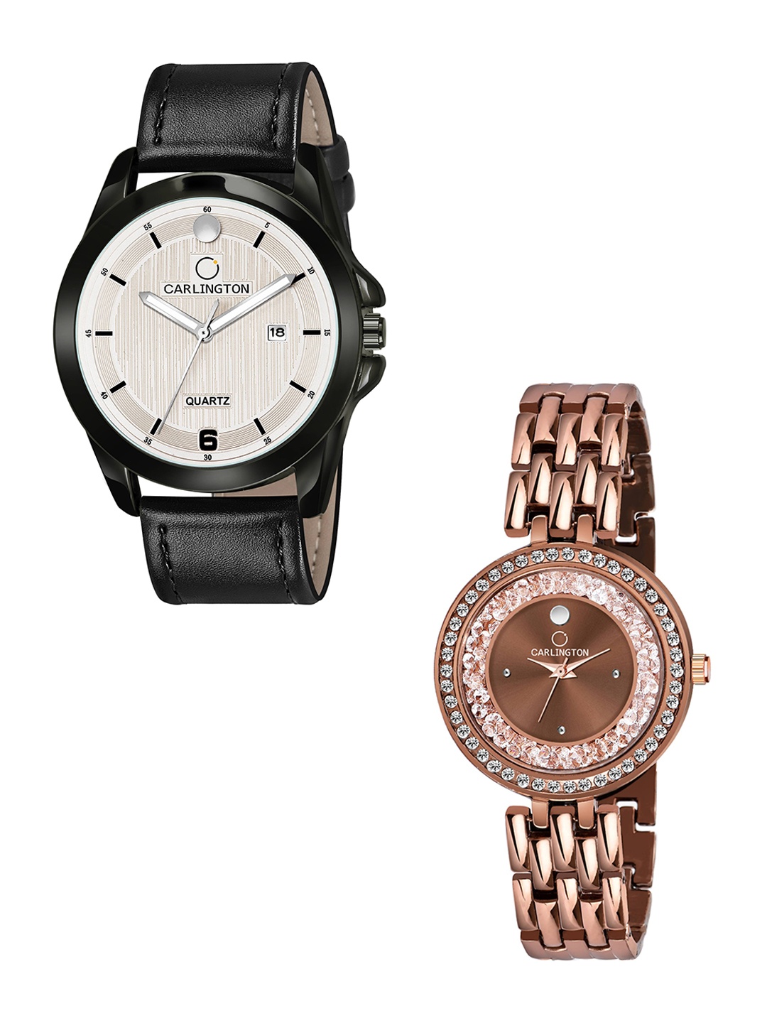 CARLINGTON Unisex Embellished Dial & Leather Straps Analogue His and Her WatchesCT1040, Black
CARLINGTON Unisex Embellished Dial & Leather Straps Analogue His and Her WatchesCT1040, Black