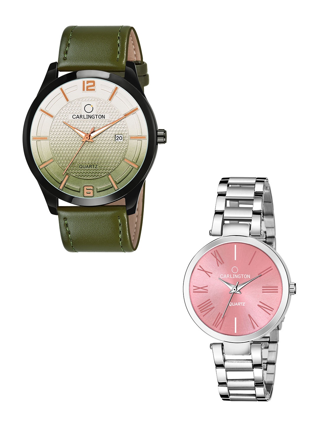 CARLINGTON Unisex Embellished Dial & Leather Straps Analogue His and Her Watches CT1010, Green
CARLINGTON Unisex Embellished Dial & Leather Straps Analogue His and Her Watches CT1010, Green