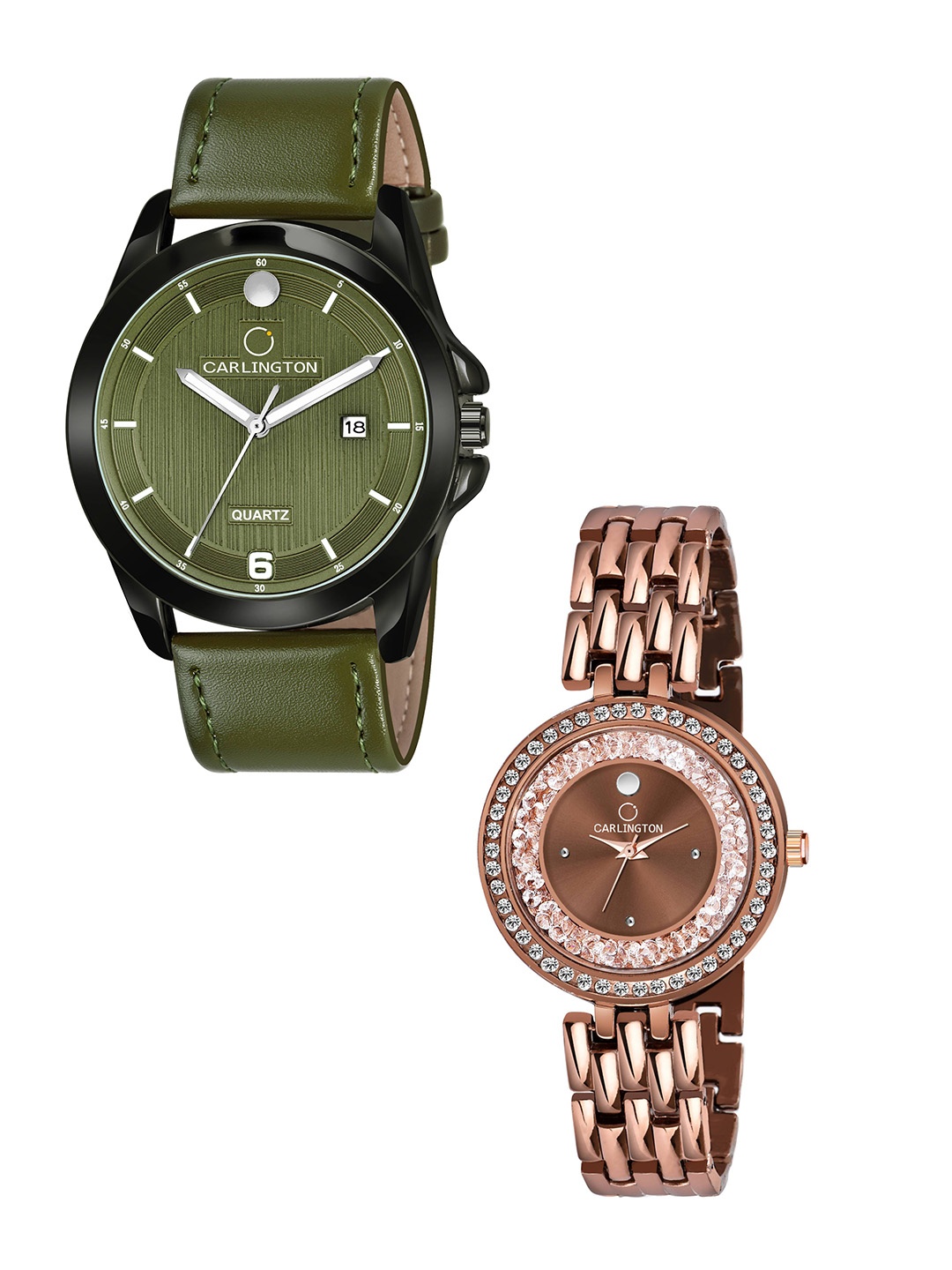 CARLINGTON His and Her Green Dial & Green Straps Analogue Watch Combo- CT1040, Olive
CARLINGTON His and Her Green Dial & Green Straps Analogue Watch Combo- CT1040, Olive