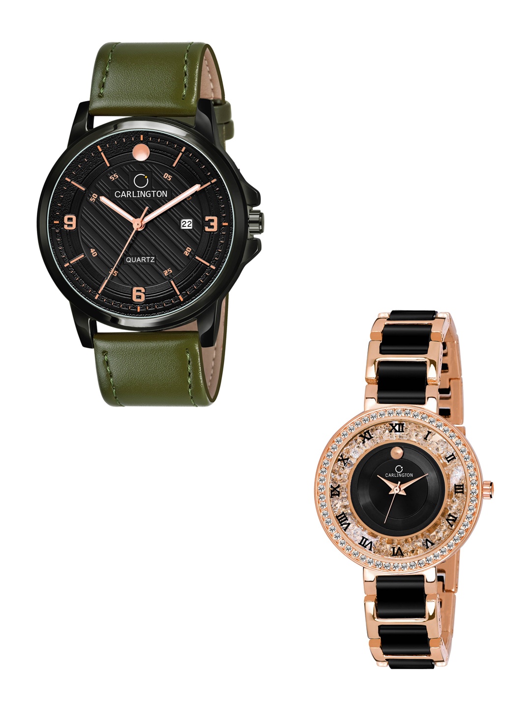 CARLINGTON His and Her Black Dial & Olive Straps Analogue Watch Combo-CT1050 GreenBlack
CARLINGTON His and Her Black Dial & Olive Straps Analogue Watch Combo-CT1050 GreenBlack