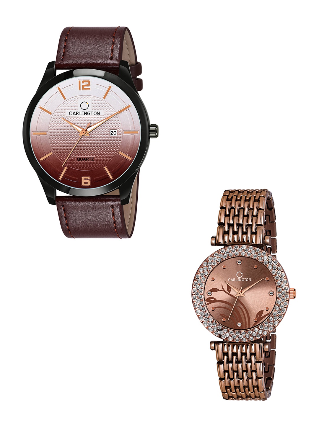 CARLINGTON His and Her Brown Printed Dial & Brown Straps Analogue Watch Combo-CT1010 Brown
CARLINGTON His and Her Brown Printed Dial & Brown Straps Analogue Watch Combo-CT1010 Brown