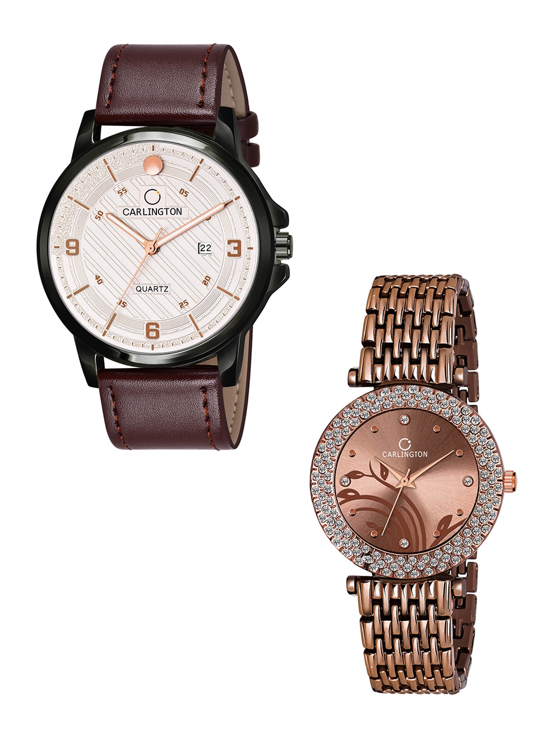 CARLINGTON His and Her Brown Dial & Brown Straps Analogue Watch Combo- CT1050 BrownSilver
CARLINGTON His and Her Brown Dial & Brown Straps Analogue Watch Combo- CT1050 BrownSilver