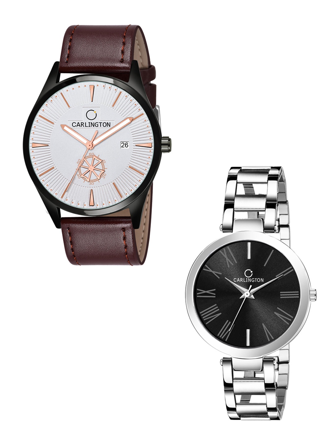 CARLINGTON His and Her Brown Dial & White Straps Analogue Watch Combo-CT1020 BrownSilver
CARLINGTON His and Her Brown Dial & White Straps Analogue Watch Combo-CT1020 BrownSilver