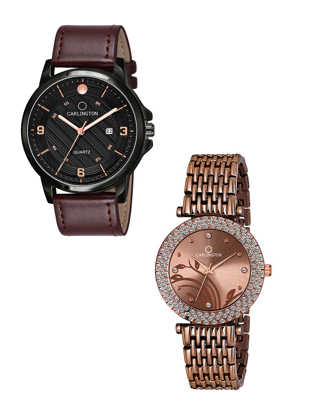 CARLINGTON Unisex Black Dial & Brown Leather Bracelet Style Straps Analogue Couple Watch
CARLINGTON Unisex Black Dial & Brown Leather Bracelet Style Straps Analogue Couple Watch