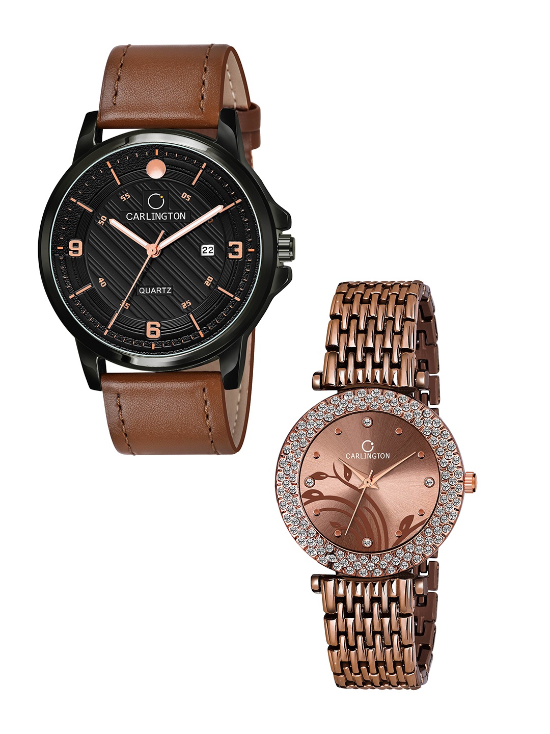 CARLINGTON Unisex Black Dial & Brown Leather Straps Analogue Couple Watch CT1050 TanBlack
CARLINGTON Unisex Black Dial & Brown Leather Straps Analogue Couple Watch CT1050 TanBlack