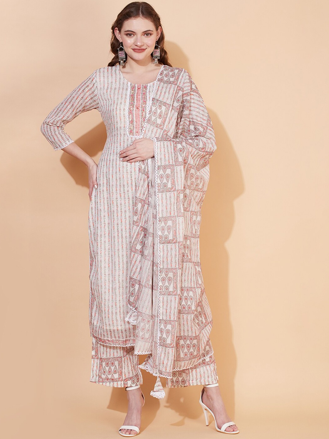 FASHOR Women Off White Ethnic Motifs Printed Pure Cotton Kurta with Trousers & With Dupatta
FASHOR Women Off White Ethnic Motifs Printed Pure Cotton Kurta with Trousers & With Dupatta