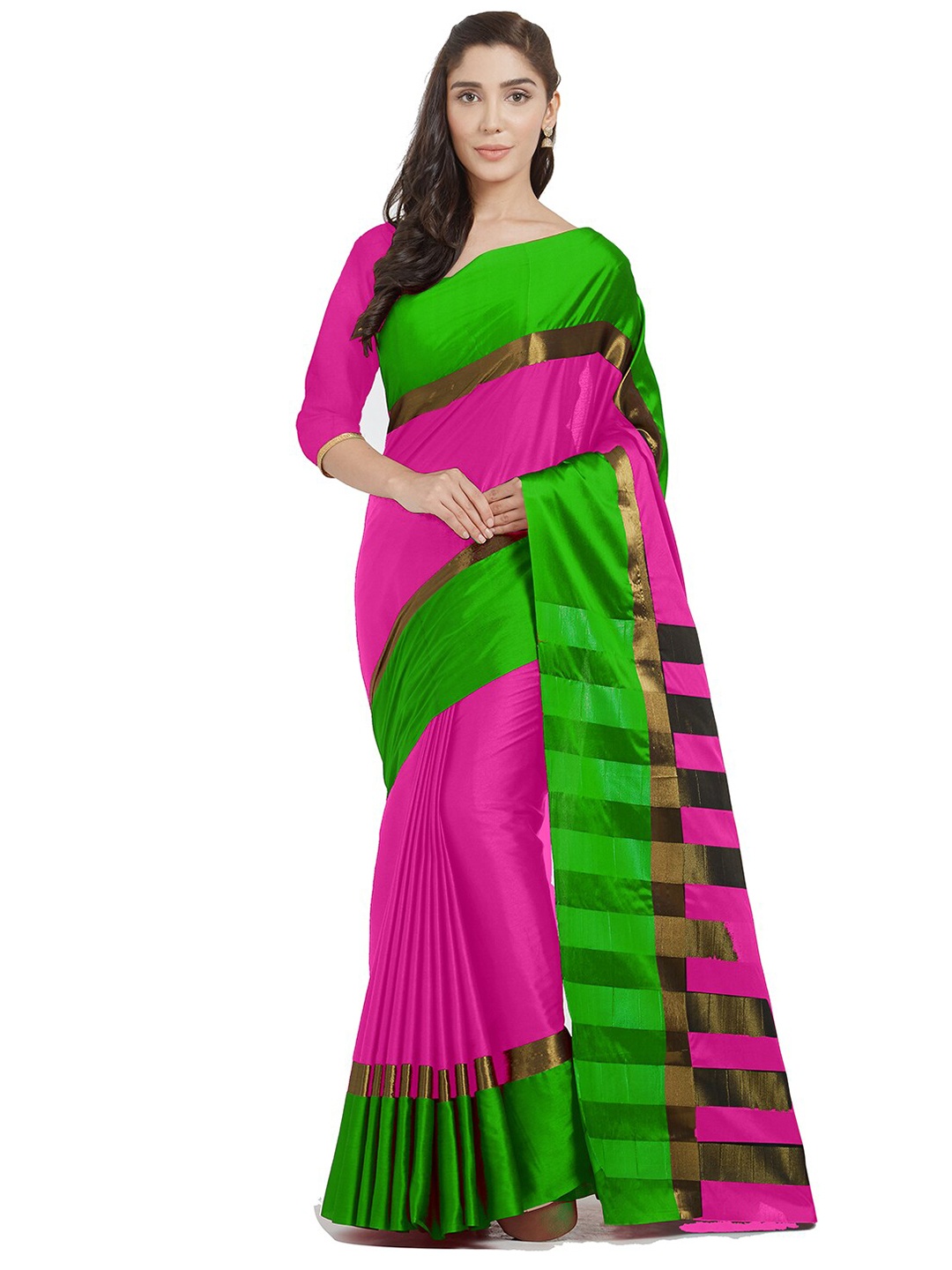 KALINI Pink & Green Uppada Saree