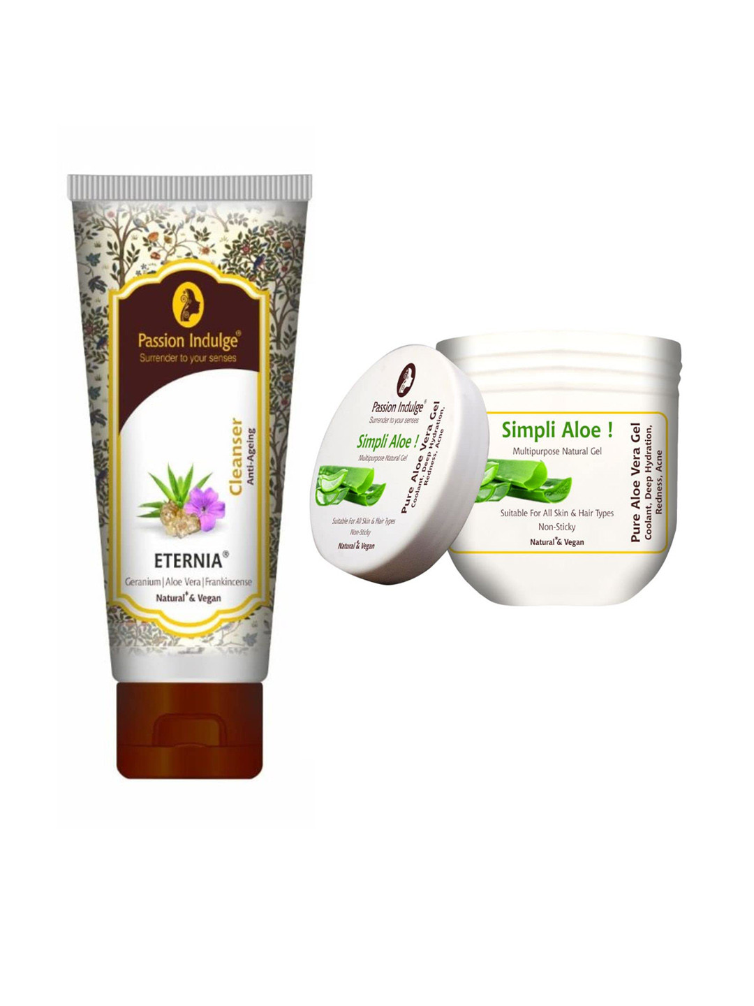 Passion Indulge Eternia Anti Ageing Cleanser 100ml & Anti Wrinkle & Simpli Aloe Gel 200ml, Off white
Passion Indulge Eternia Anti Ageing Cleanser 100ml & Anti Wrinkle & Simpli Aloe Gel 200ml, Off white