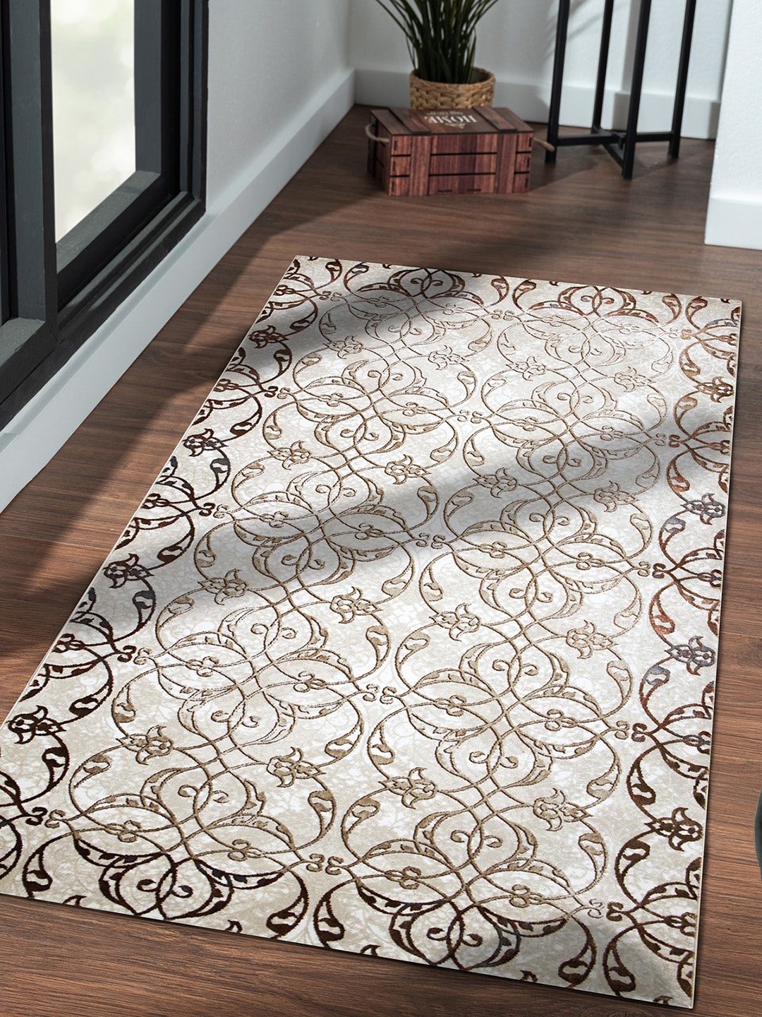 OBSESSIONS Brown & Beige Anti-Bacterial Floor Runner
